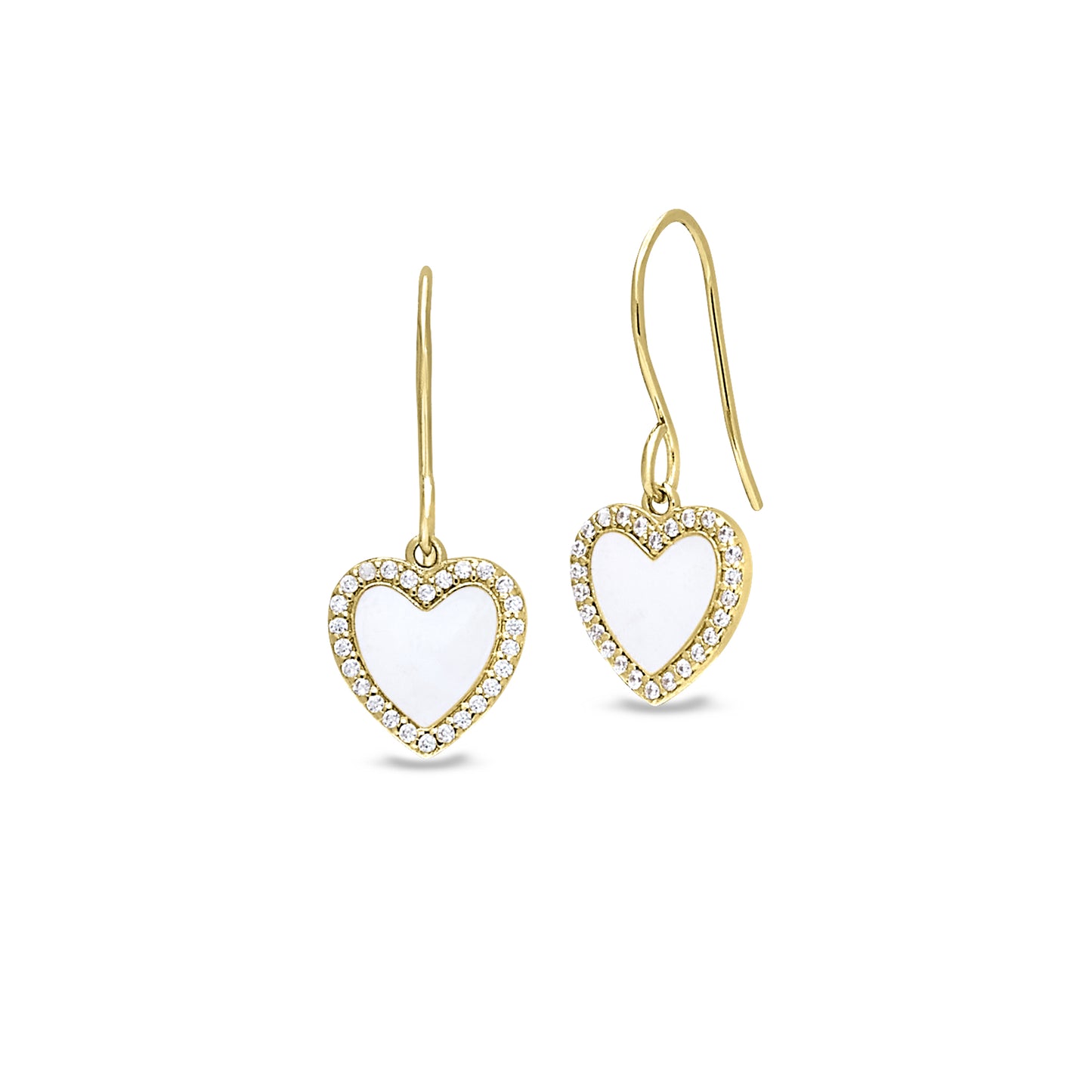 White Heart Dangle Earrings