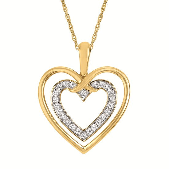 14K Gold Diamond Heart Pendant