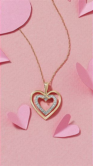 14K Gold Diamond Heart Pendant