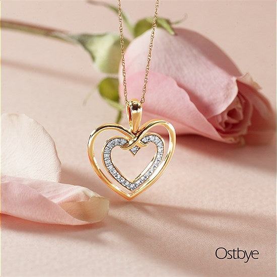 14K Gold Diamond Heart Pendant