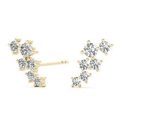 14K Gold Diamond Scattered Stud Earrings