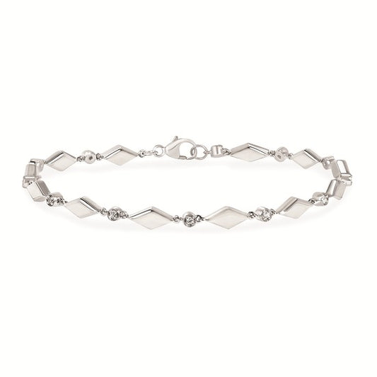 Sterling Silver Diamond Bracelet with Natural Diamonds