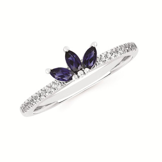 Sapphire and Diamond Princess Ring