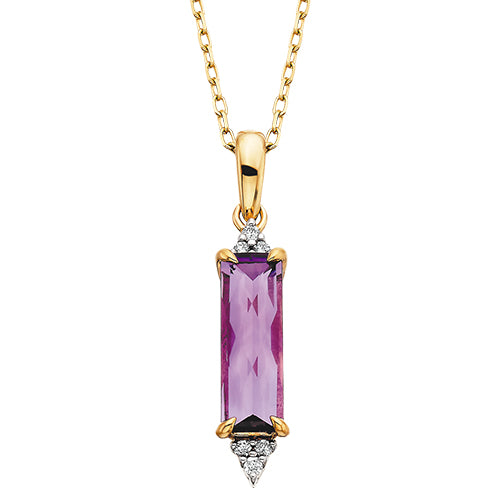 10K Yellow Gold & Amethyst Pendant Necklace