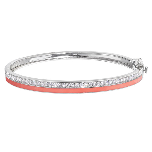 Hinged Bangle Bracelet with Coral