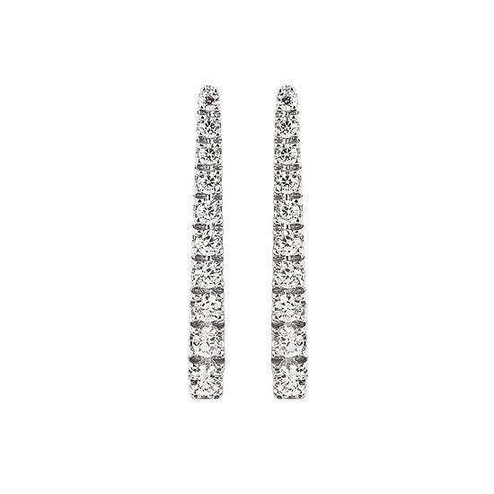 White Gold Diamond Bar Stud Earrings