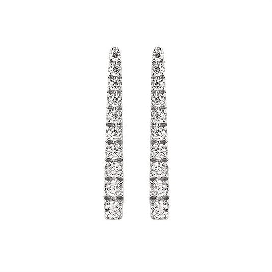 White Gold Diamond Bar Stud Earrings