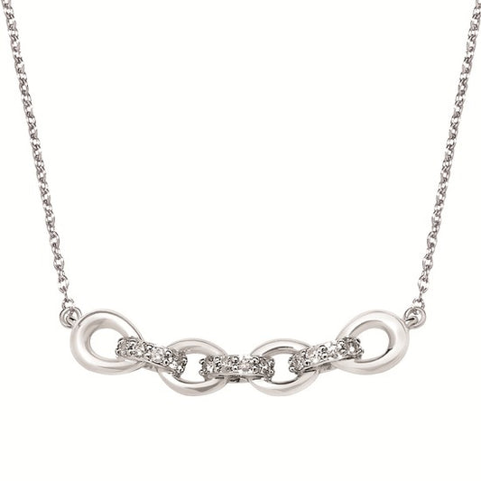 Sterling Silver and Diamond Link Necklace