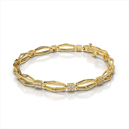 14K Yellow Gold Fluted Link Bracelet