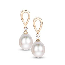 14K Yellow Gold Freshwater Pearl Dangle Earrings