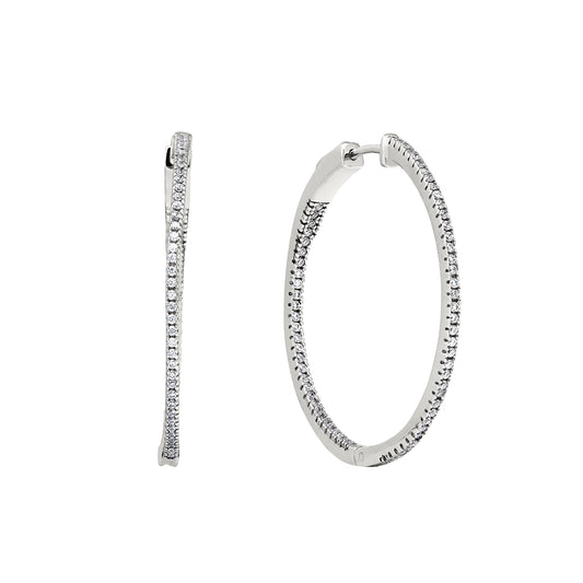 Large Hoop Earrings with Simulated Diamonds