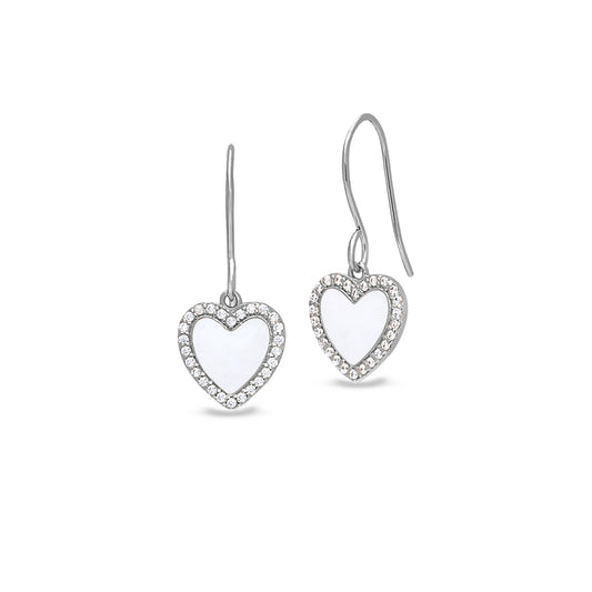 White Heart Earrings