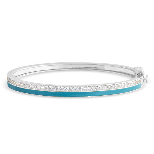 Hinged Bangle Bracelet with Turquoise