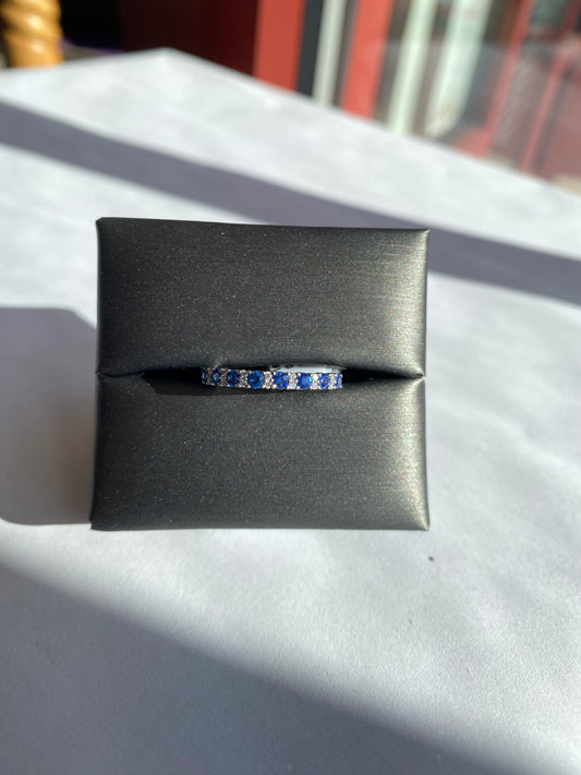 14K White Gold, Sapphire and Diamond Ring