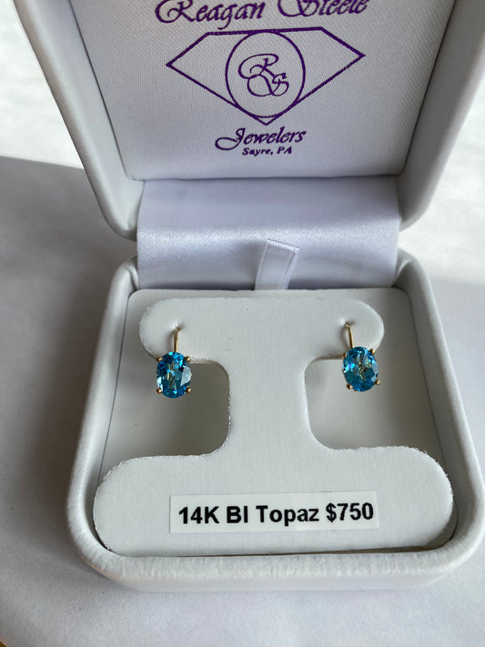 14K Yellow Gold Topaz Drop Earrings