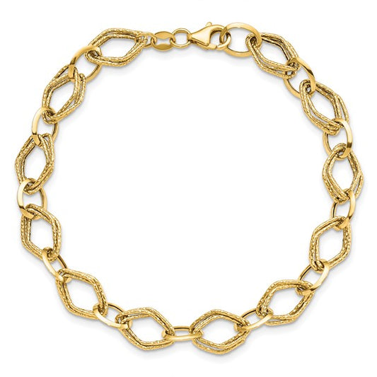 Leslie's 14K Textured Fancy Link Bracelet