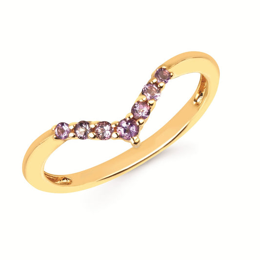 Amethyst Stackable Chevron Birthstone Band In 14K Gold