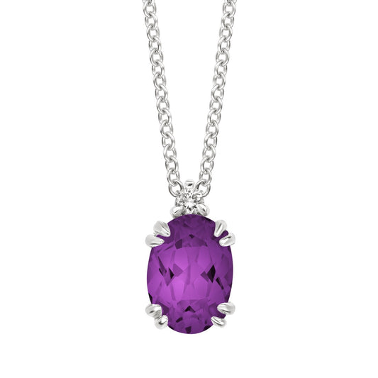 Diamond and Amethyst Birthstone Pendant