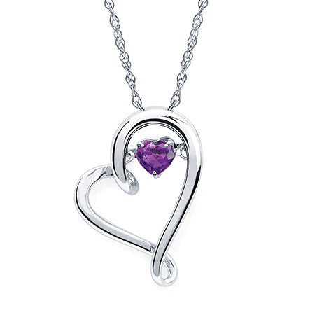 Shimmering Diamonds® Heart Pendant With 4Mm Amethyst Birthstone In Sterling Silver