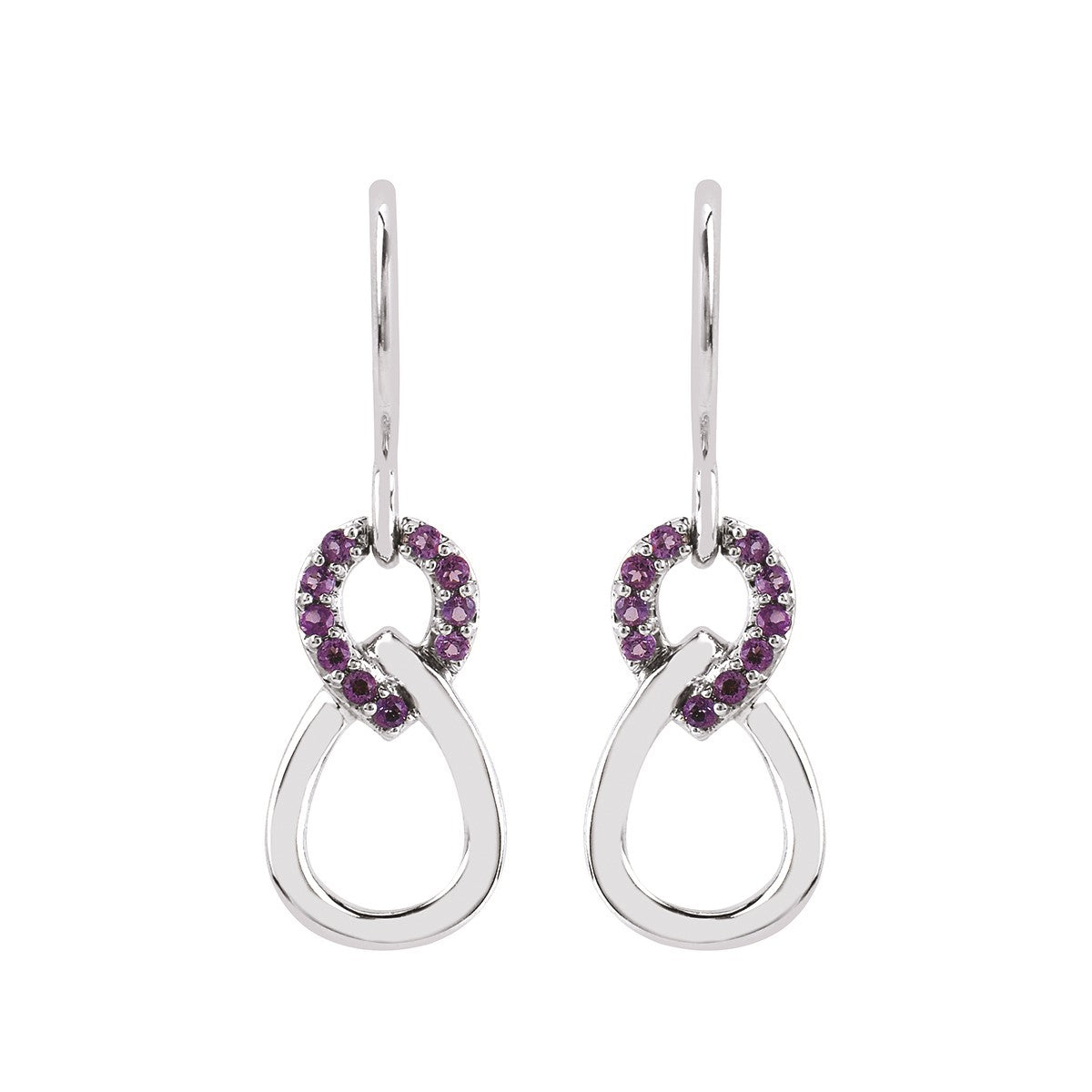 Drop earrings in Sterling Silver With Amethyst